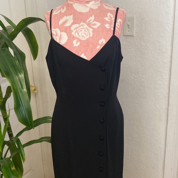 Marianna 90s Vintage Black Form Fitting Midi Dress - Picture 4 of 7